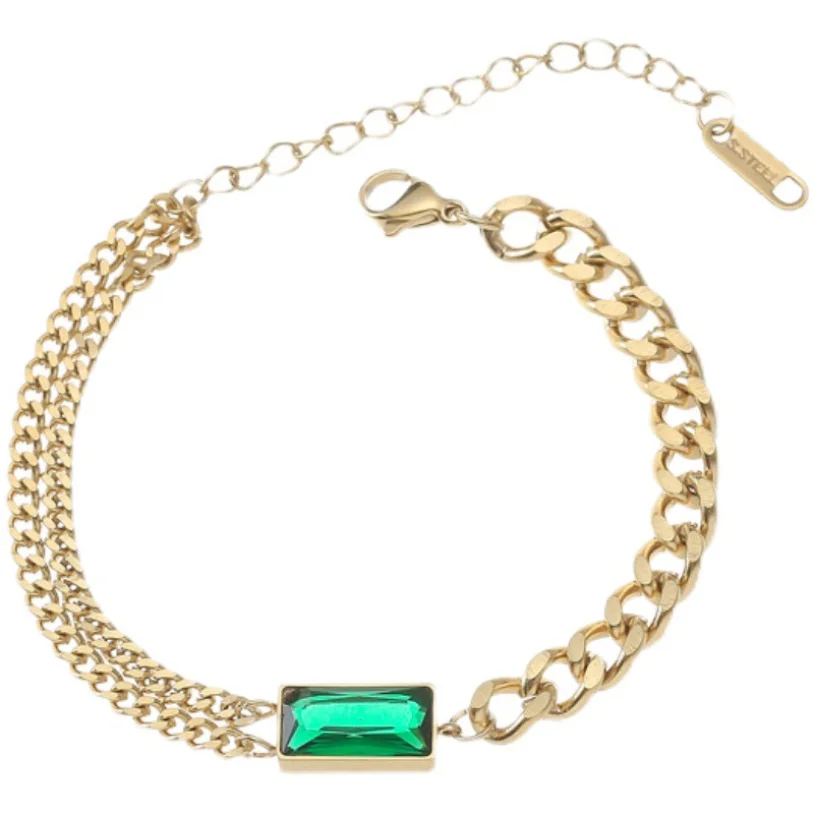 

2021 Titanium stainless steel Punk Thick Short Crystal Bracelet Simple Minimalist Gold Color Chunky Necklace for Women Jewelry