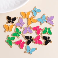 10pcs 2015mm cute enamel butterfly charms connector for jewelry making rainbow color charms diy earrings necklaces accessories