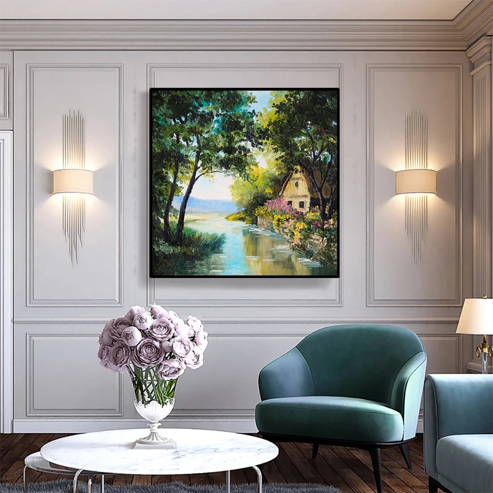 Абстрактные скандинавском пейзаж маслом масляная живопись на холсте настенные