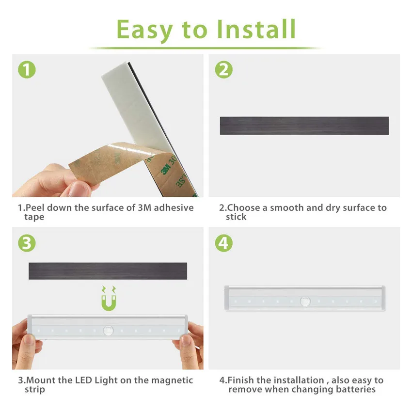 Светодиодный светильник с датчиком движения 10 светодиодный аккумулятором