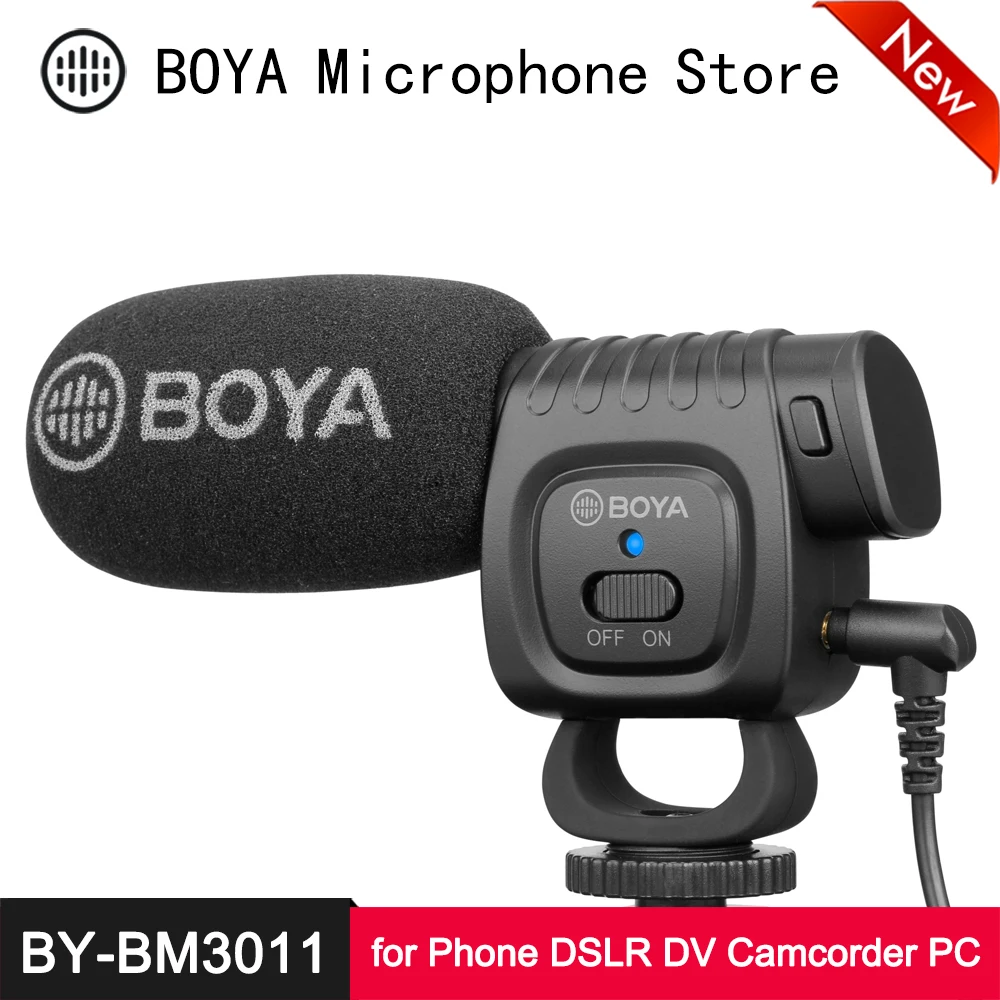 

BOYA BY-BM3011 Shotgun Microphone Cardioid Directional Condenser Mic for Smartphone DSLR Camera DV Camcorder Audio Recorder PC