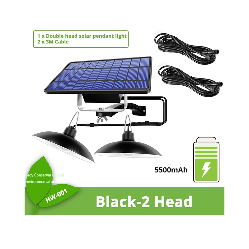 

Solar-Power With Line Waterproof Double Head Solar Pendant Light Outdoor Indoor IP65 Cable Suitable For Garden Yard