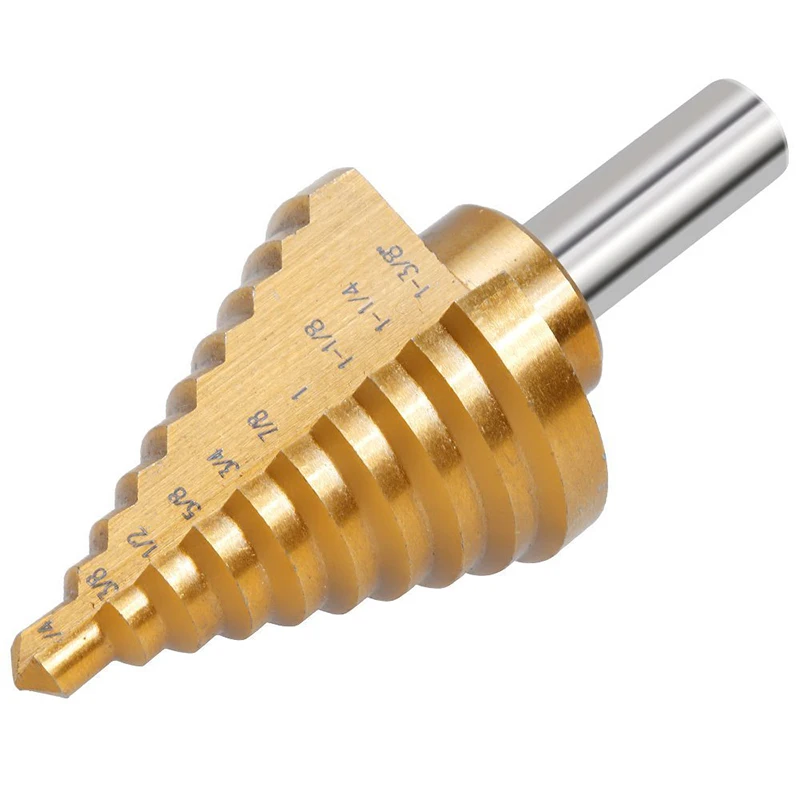

Step Drill Cone Drill Bits, High Speed Steel 10 Steps 1/4 to 1-3/8 inch
