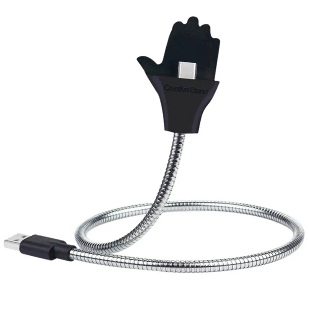 

Stand Style Data Cable For iPhone for Android Type-C Hose Metal Palm Support Mobile Phone Hands-free Fast Charging Cable