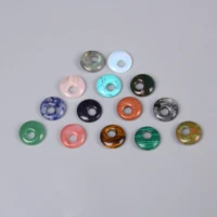 5pcsset big hole agates natural crystal stone donut round pendant beads lucky charms for jewelry making accessories diy craft