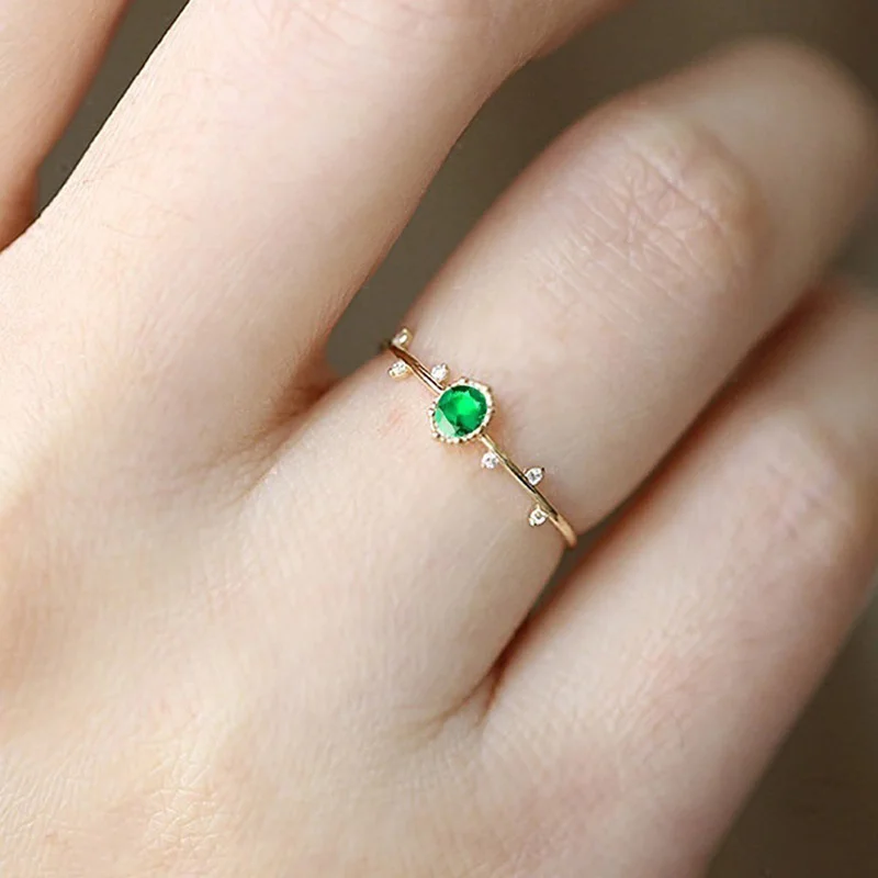 Золотое/розовое золото цвет круглый изумруд кольцо Мода Девушки Женщины