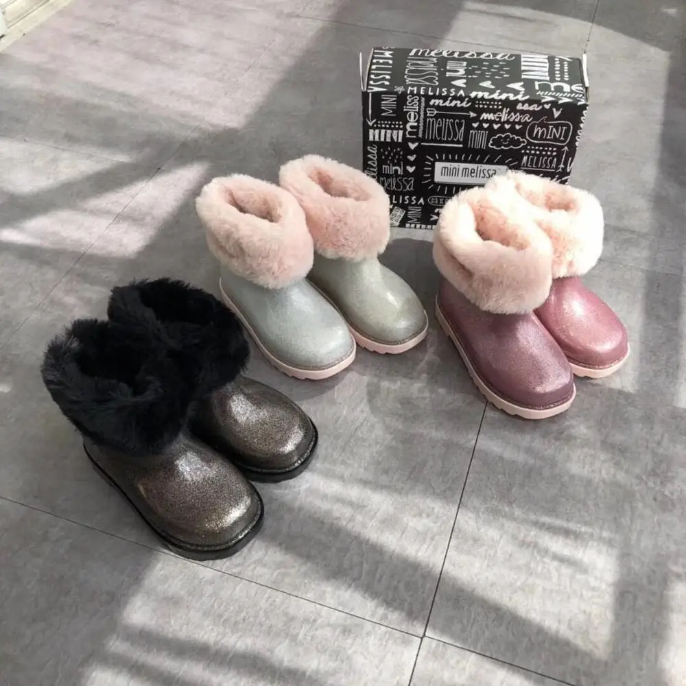 2020 мини-туфли Melissa Jelly Plus бархатные женские теплые зимние сапоги Плюшевые