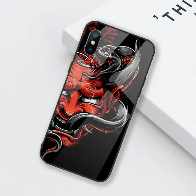 

Japanese samurai oni mask Phone Case Tempered glass For iphone 6 6S 7 8 plus X XS XR 11 12 mini PRO MAX