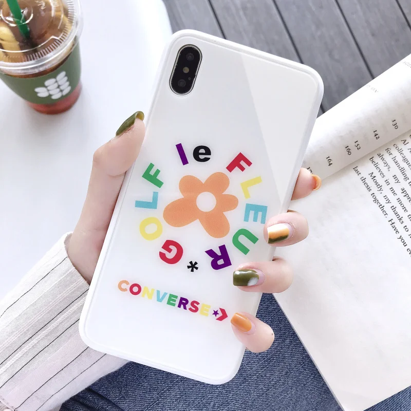 Для iPhone 7 8 Plus XS Max XR Xs чехлы для телефонов с буквами X 6 6S чехол из закаленного