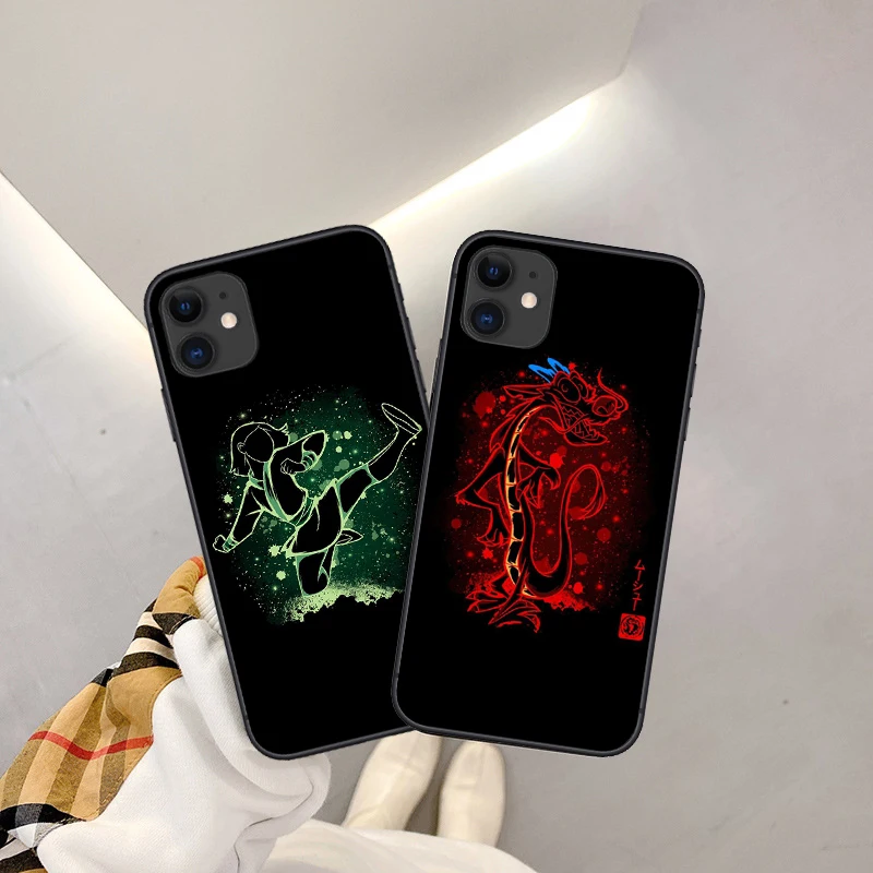 

Cartoon anime Hua Mulan Mushu Soft TPU Phone Case for iPhone SE 2020 11 12 Pro 6S 7 8 Plus X XS MAX XR black Silicone Back Cover