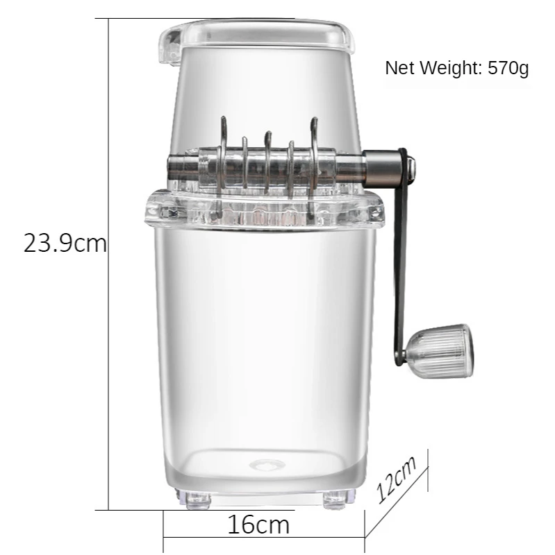 

zq Small Household Manual Ice Crusher Transparent Multifunctional Hand Block Shaving Machine DIY