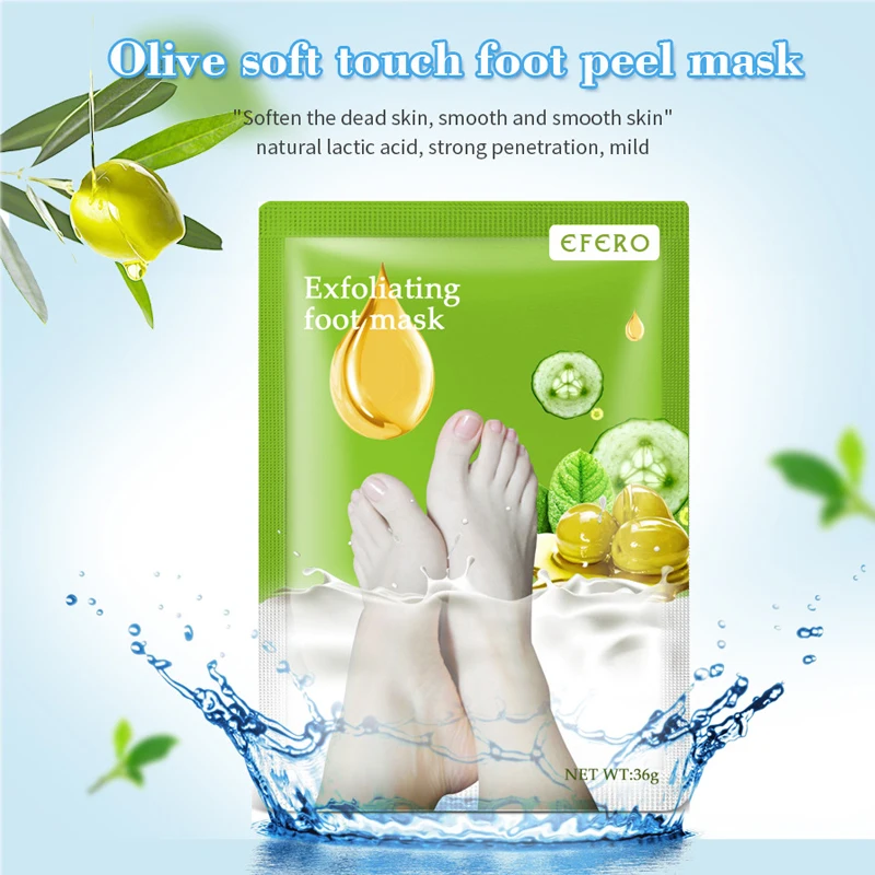 1 Pair Olive Feet Exfoliating Foot Mask Skin Care Remove Dead Whitening Smooth Pedicure Socks Beauty for Unisex |