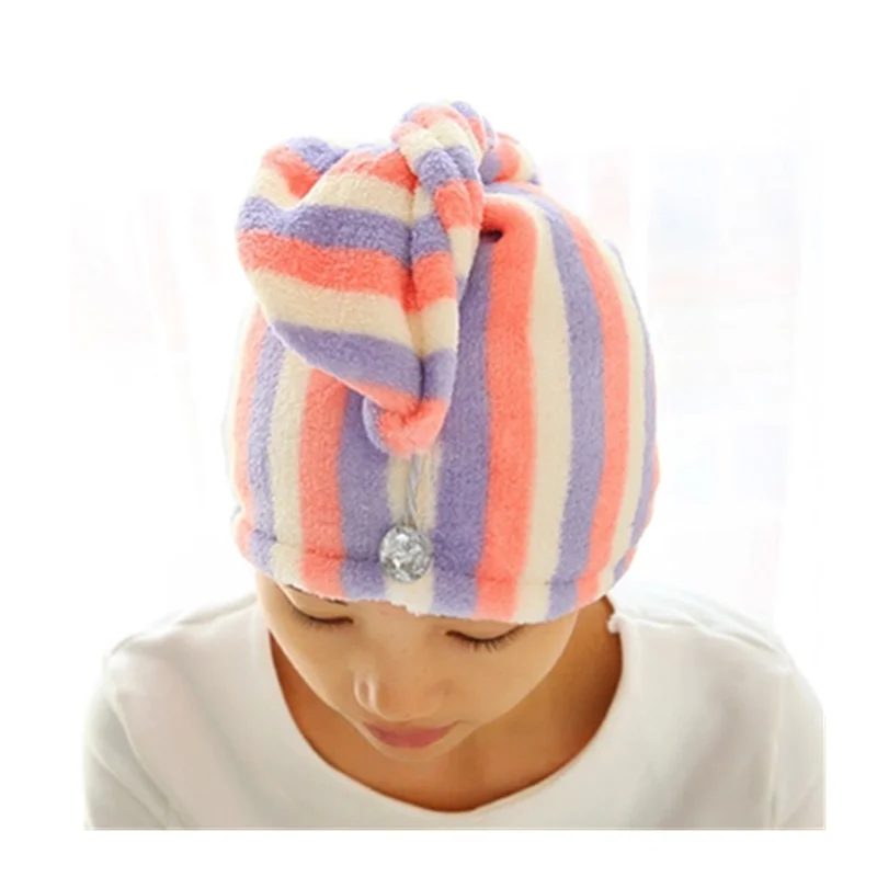 

Lady's 1 Pc Magic Microfiber Bathing Quick Dry Hair Cap Turban Wrap Towel Hat Bathroom Cute Long Hair Hair-drying Shower Caps