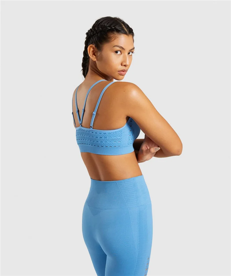 SALSPOR Women Shark Seamless Sport Bra High Elastic Hollow Yoga Bra Push Up Fitness Underwear Quick Dry Running Gym Tank Top