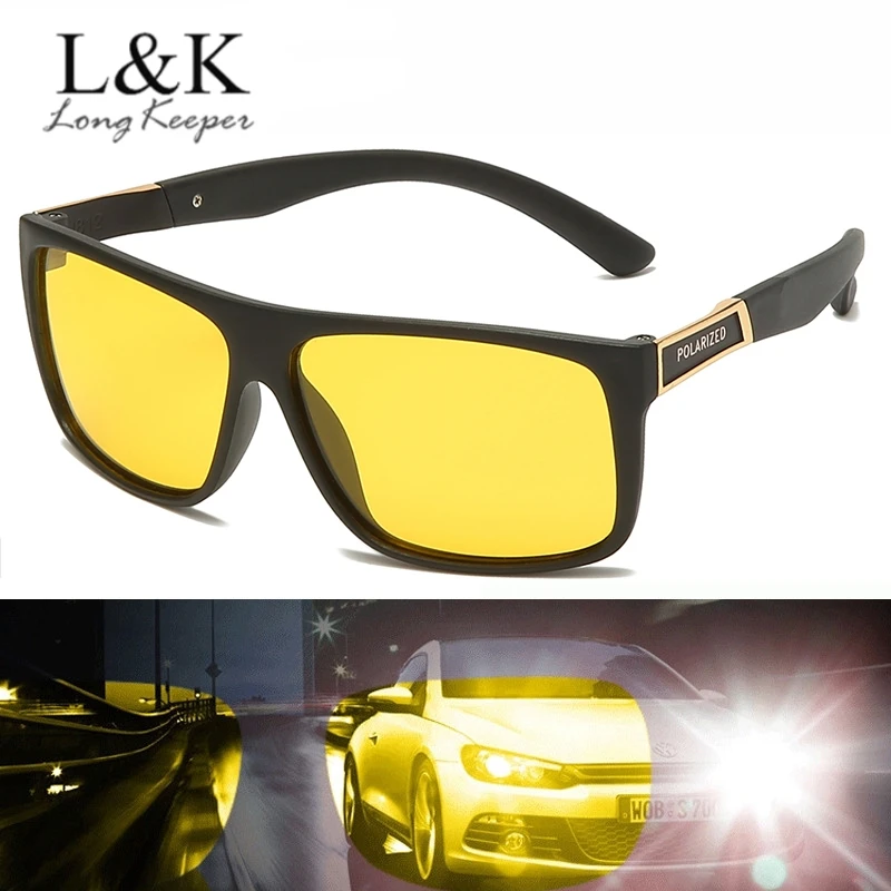 

LongKeeper Unisex Night Vision Driver Goggles Car Driving Sunglasses Yellow Lens Anti-glare UV Protection Sun Glasses oculos