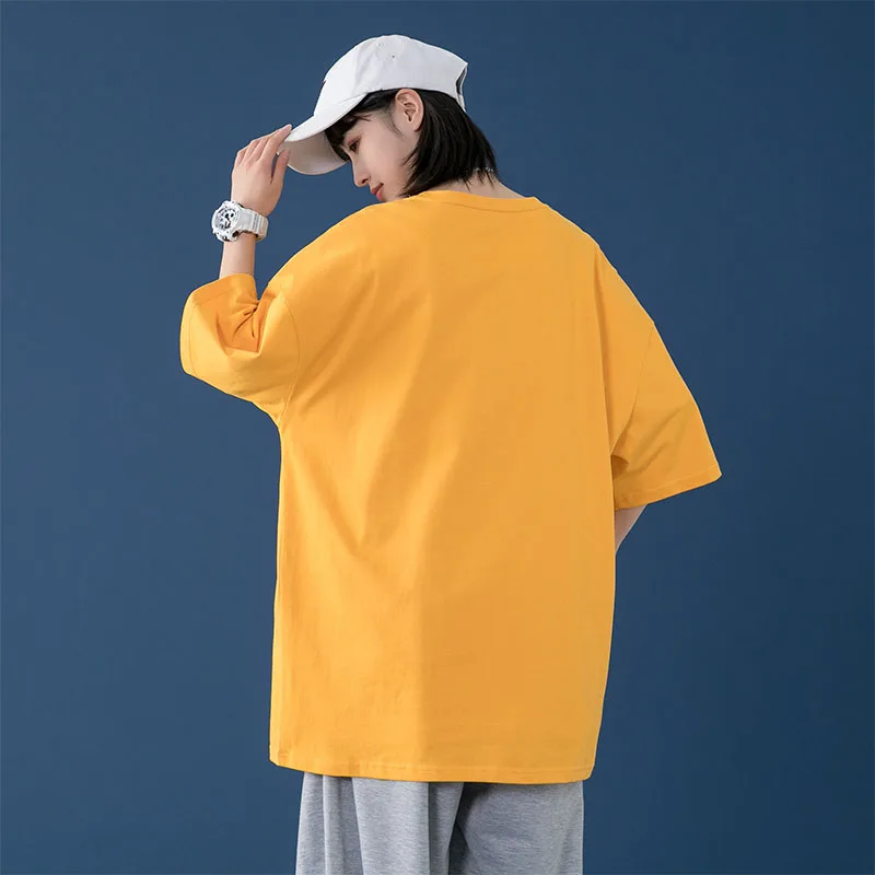 

Loose White T-Shirt Women Summer Pure Cotton Mid-Length Half-Sleeved Black Large Size Korean Version Creative Inkjet Pattern To