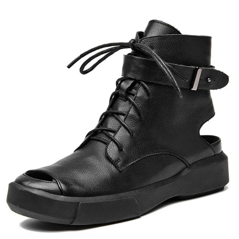 Женские кожаные ботинки для верховой езды летние ботильоны из натуральной кожи с