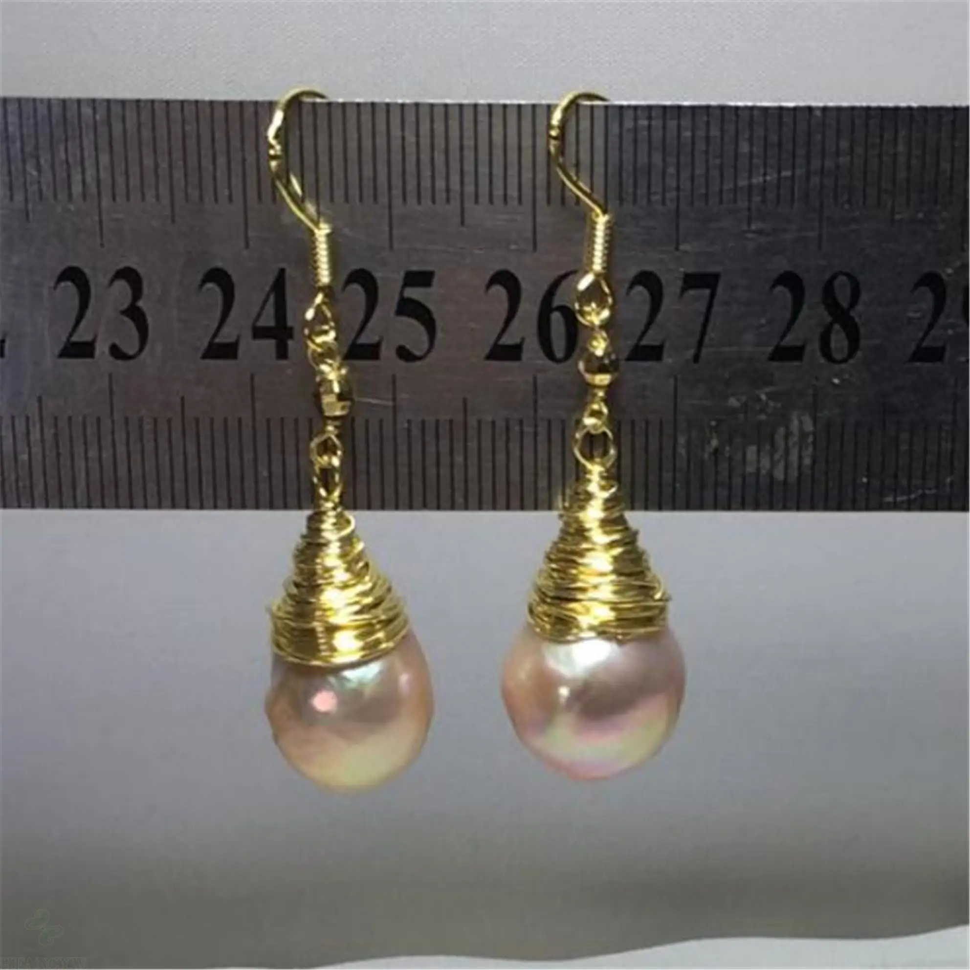 

13-15mm Purple Baroque Pearl Earrings 18K Gold Ear Drop Dangle Aurora Fashion Flawless Mesmerizing Gift Real Natural Classic