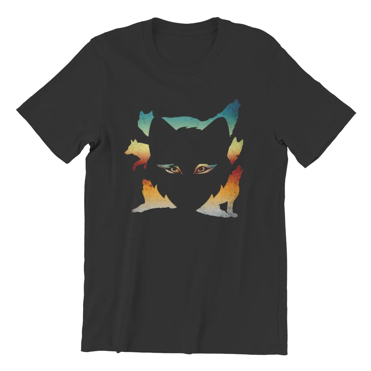 

Футболка мужская хлопковая в стиле панк с рисунком волка