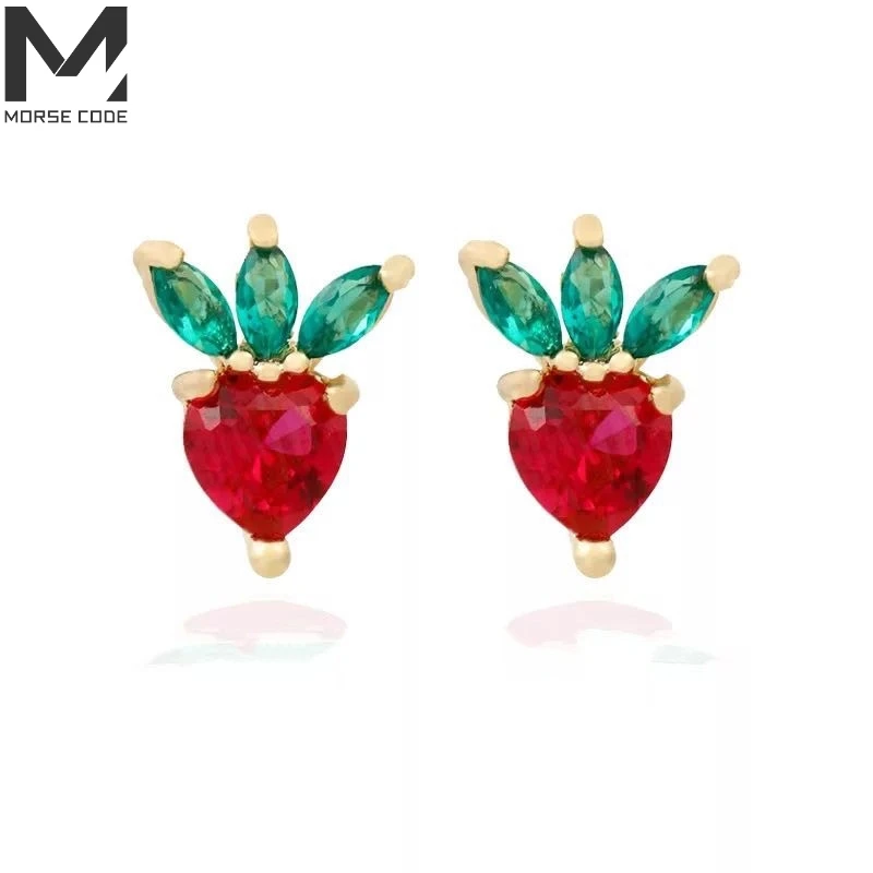 

MC S925 Sterling Silver Cz Stud Earrings For Women Crystal Colorful Fruit Turquoise Earrings Classic Wild Zircons Pop Pendientes