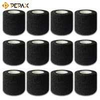 pepax tattoo grip cover wrap 2 inch x 5 yards 12rolls breathable self adherent wraps black elastic bandage tape for tattoo grips