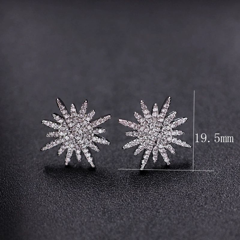 

Sparkling Snowflake Stud Earrings Jewelry For Women Micro Pave Tiny Cubic Zirconia Silver colour Earrings Fashion Accessories