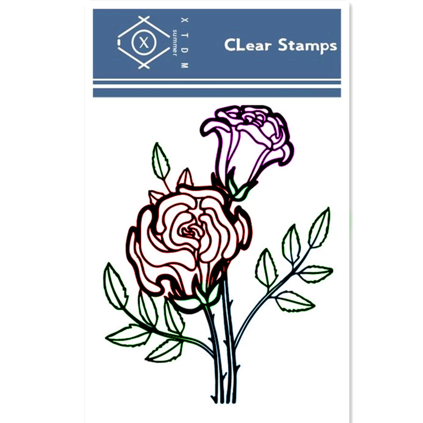 rose 7 дизайнов серия цветов 6,5x9 см прозрачный штамп силиконовый штамп/печать DIY Скрапбукинг/фотоальбом рождественские штамп листы - Цвет: rose