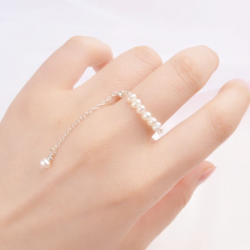 ASHIQI натуральный жемчуг 100% Настоящее серебро 925 пробы с кисточкой регулируемое