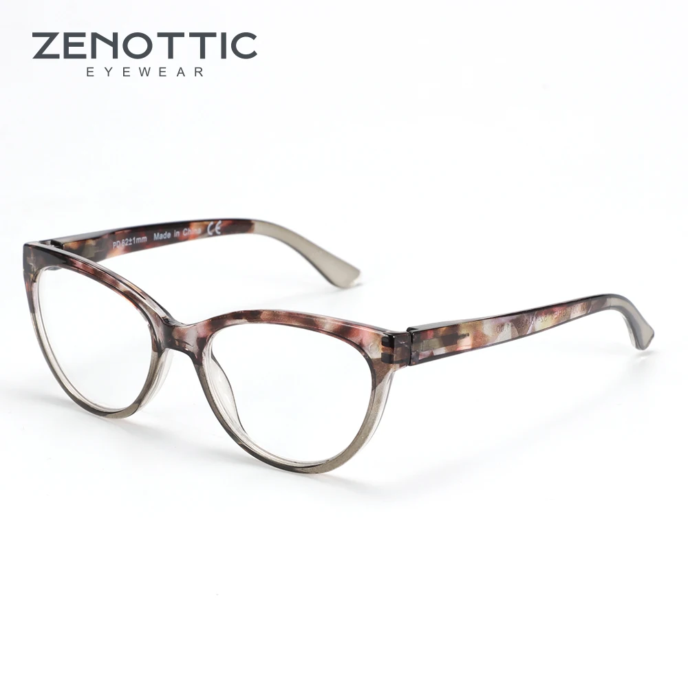 ZENOTTIC очки для чтения «кошачий глаз», Женские винтажные прозрачные очки для глаз, очки для чтения с дальнозоркостью, очки кошачий глаз, новинка 420001 - Цвет оправы: 420001-GREY