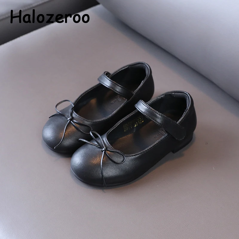 

Autumn Kids Bow Princess Shoes Baby Girls Brand Genuine Leather Shoes Children Black Dress Shoes Soft Fashion Flats Mary Jane