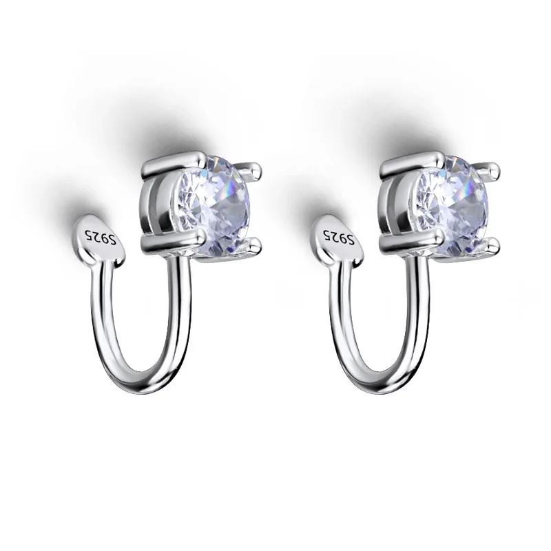 Крошечные трендовые кубические циркония 925 Серебряные Круглые серьги-клипсы высокое качество серьги капля воды каменные серьги для женщин модные ювелирные изделия