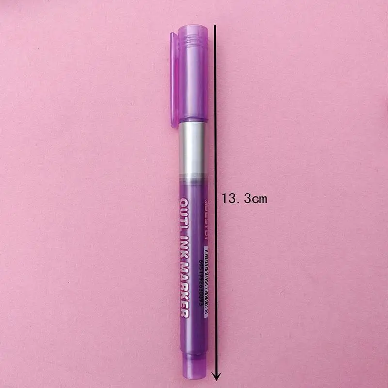 

8Colors/Set Metallic Double Lines Non-toxic Dream Markers Calligraphy Drawing Outline Xmas Pens Gifts Pen Stationery Contou C3O8