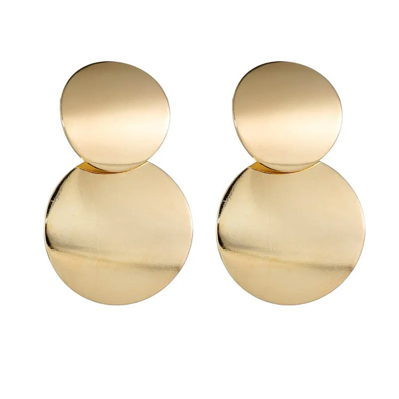 Простые геометрические металлические круглые Ламинированные серьги в
