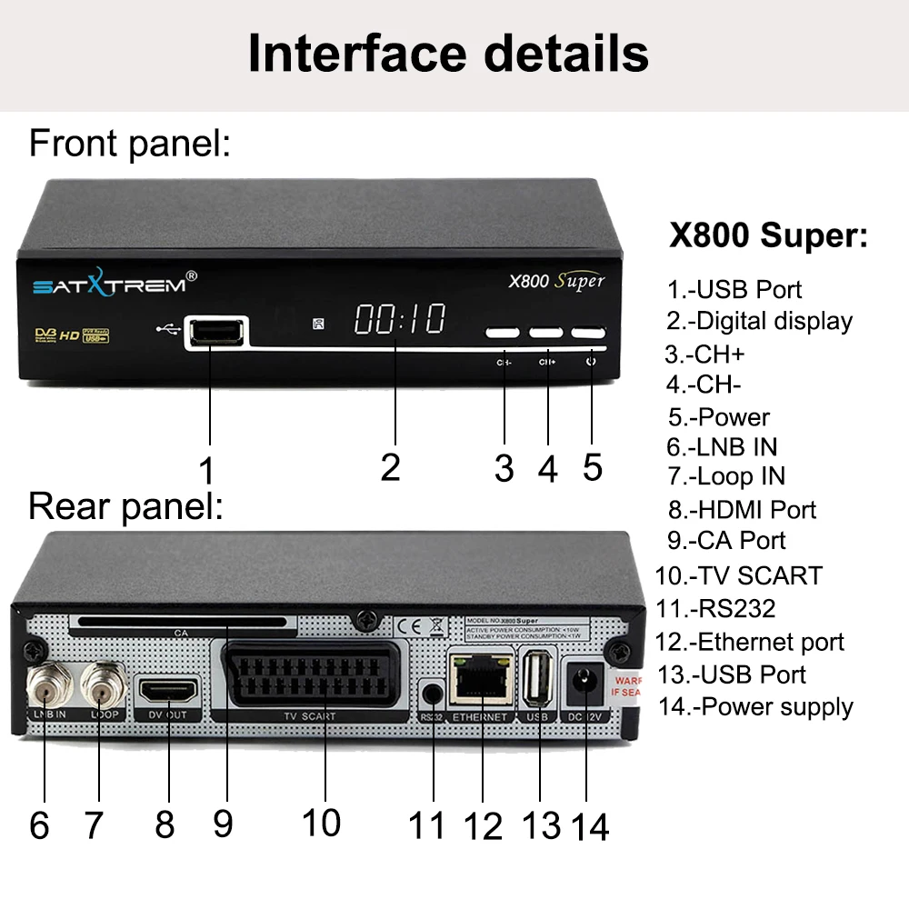 SATXTREM X800 Super dvb s2 спутниковый ресивер cccam испанско-португальский 8 Клайн для 1 года Европа рецептор MPEG4 HD приставка для цифрового тв с wifi MT7601