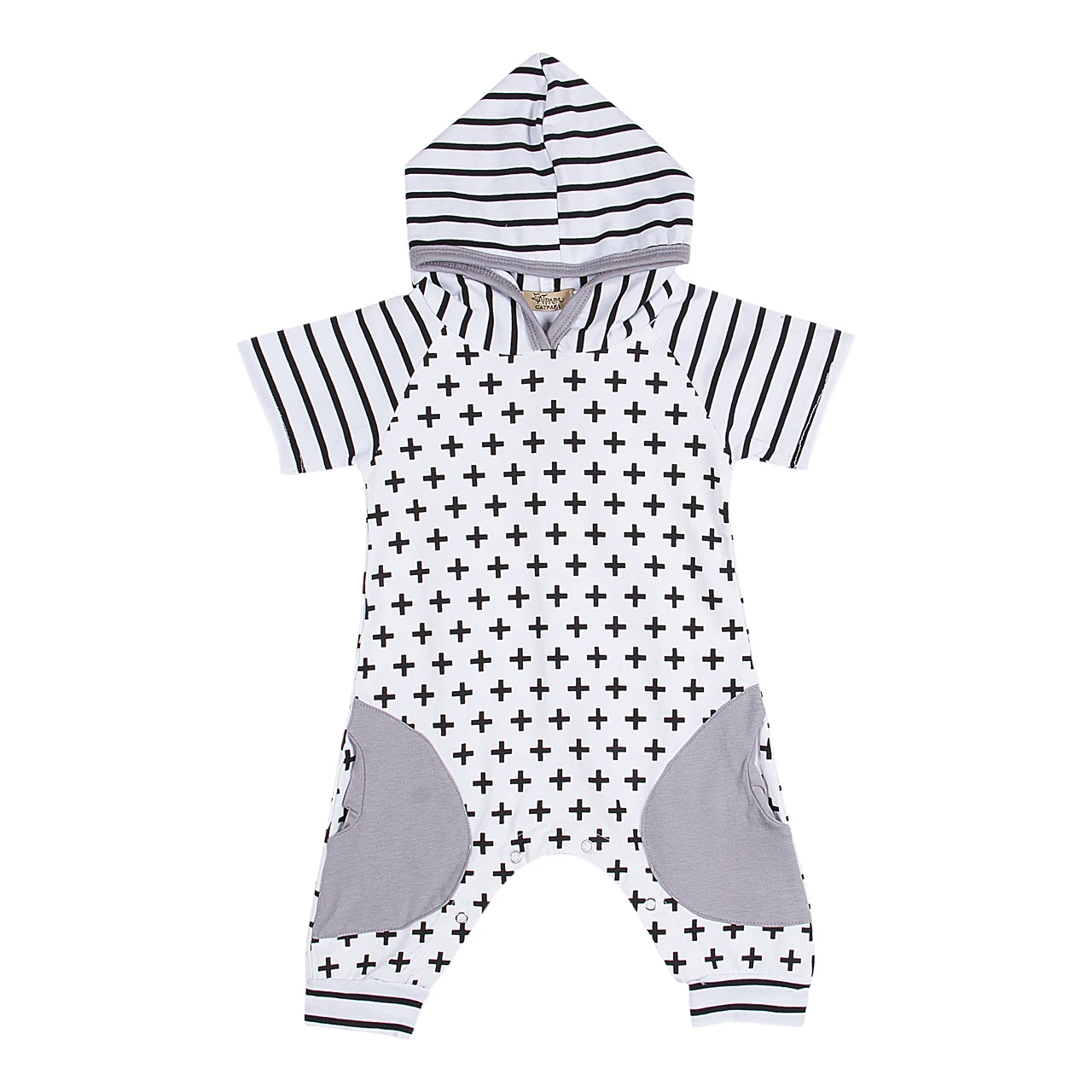 

0-18M Infant Baby Girls Boy Hooded Romper Cross Jumpsuit Summer Baby Clothes Baby Boy Clothes Kids Girl Clothes Outfits