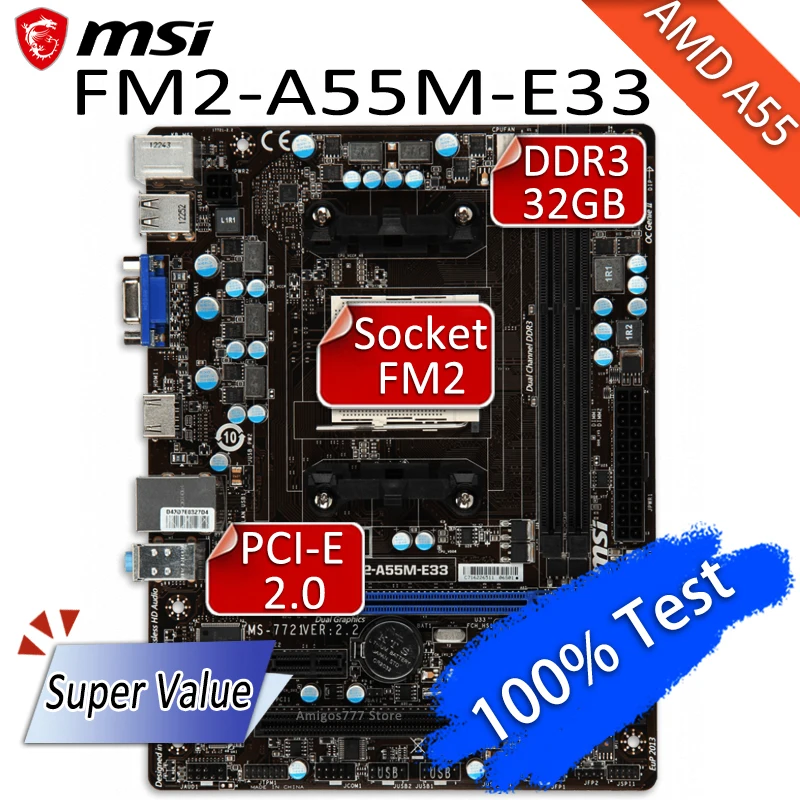 

Socket FM2 MSI FM2-A55M-E33 системная плата AMD A10/A8/A6/A4 DDR3 2133 МГц 32 Гб VGA PCI-E 2,0 AMD A55 Placa-Mother FM2 Micro ATX