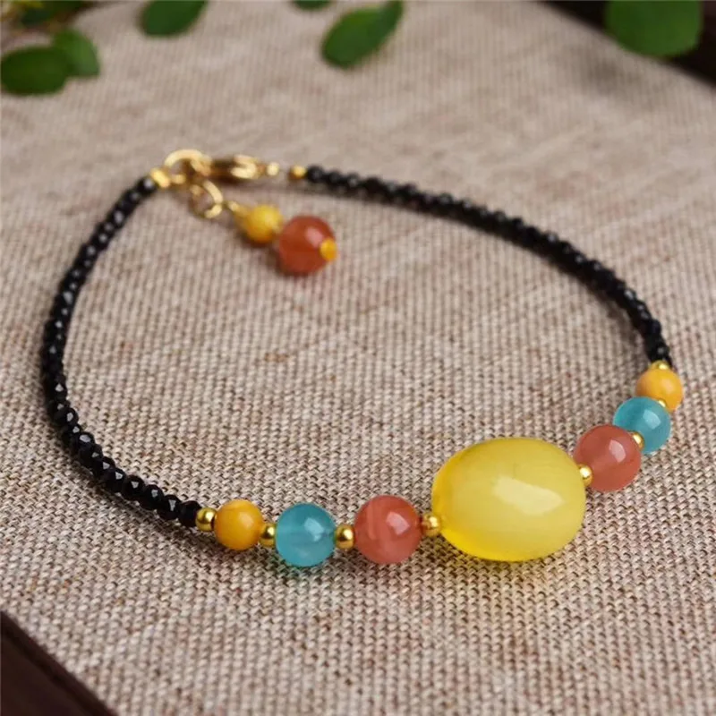 Целебный кристалл агат янтарный браслет для мужчин шпинель бусины Будда из