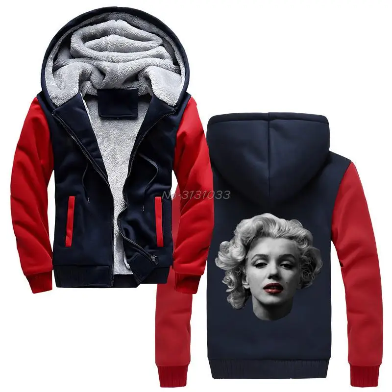 Мужская толстовка с капюшоном Marilyn Monroe зимняя утепленная в стиле хип-хоп уличная