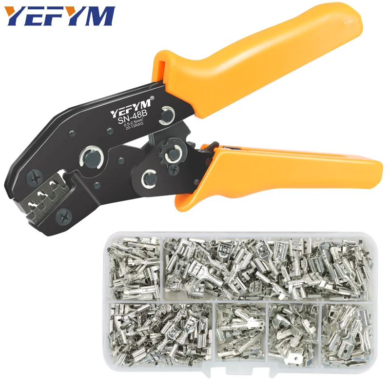 

SN-48B crimping pliers 0.5-2.5mm² YEFYM high precision jaw with TAB 2.8 4.8 6.3 car terminals sets wire electrical hand tools