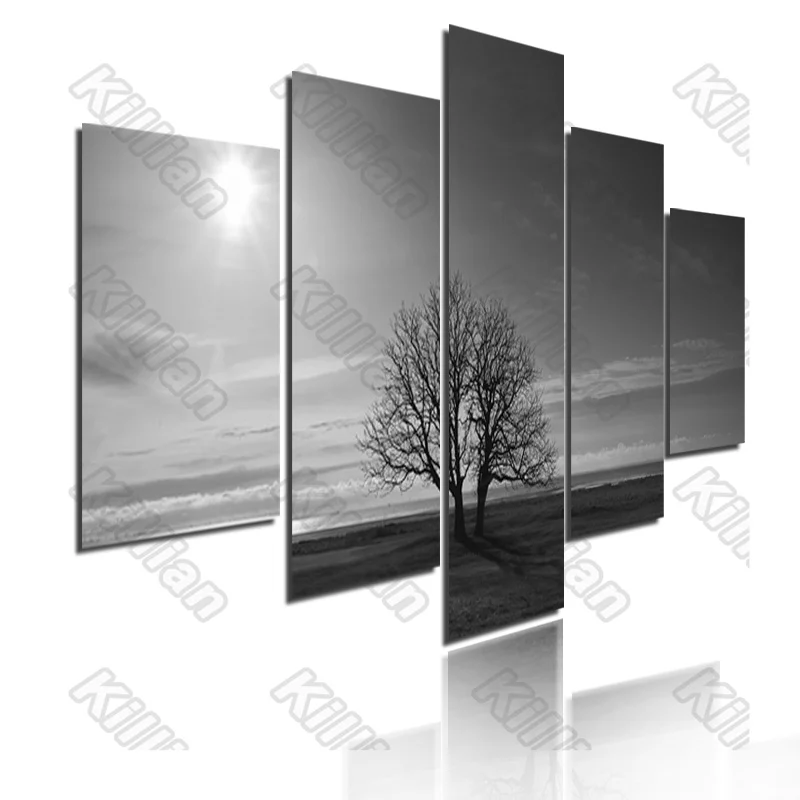 

Nostalgia Style Murals Canvas Painting Bed Home Decoration Prints 5 Pieces Scorching Sun Tree Decoration Living Room Wall Mural