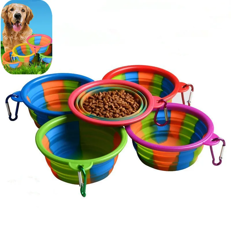 

Dog Bowl Portable Travel Dog Bowl Camouflage Silicone Foldable Bowls for Dogs Feeding Drinking Dogs Food Container Pet Products