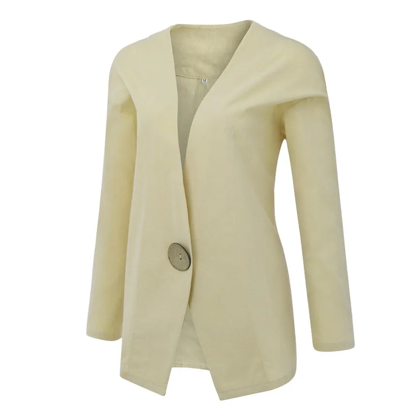 Turn-down Collar Jean Jacket Women Solid Buttons Long Sleeve Cotton And Linen Cardigan Loose Suit Coat Kimono | Мужская одежда