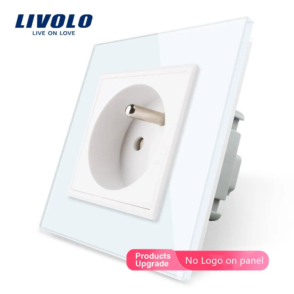 

Free Shipping,Livolo New Outlet,French Standard Wall Power Socket, VL-C7C1FR-11,White Crystal Glass Panel, AC 110~250V 16A