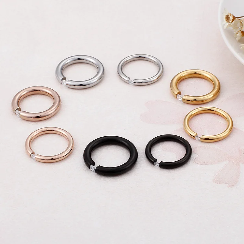 

Zircon Titanium Steel Annulus Rings Accessories Jewel Circular Ring Fashion Jewelry Valentine Lover Female Women Girl Gifts
