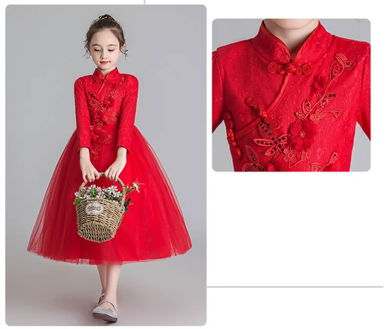 Платье принцессы с аппликацией и длинным рукавом сетчатая пачка бисером