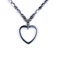 2020 fashion women natural stone hematite love heart pendant necklace top grade natural black hematite beaded choker necklace