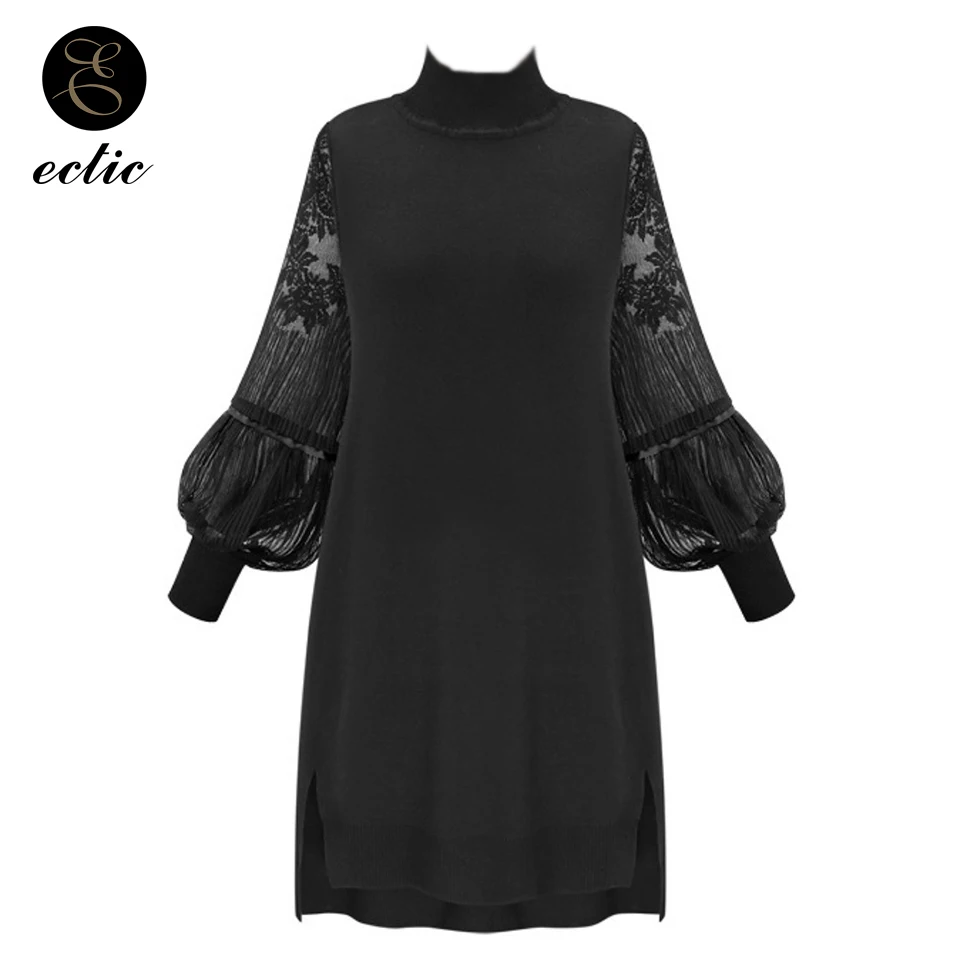 Плюс Размеры Xl 5xl черная водолазка платье цвет красного вина Sukienka женское Фонари