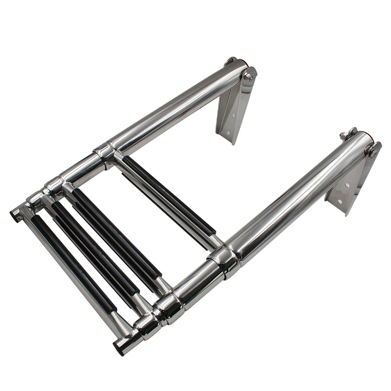 4 step stainless steel marine boat ladder yacht polished steel telescope ladder