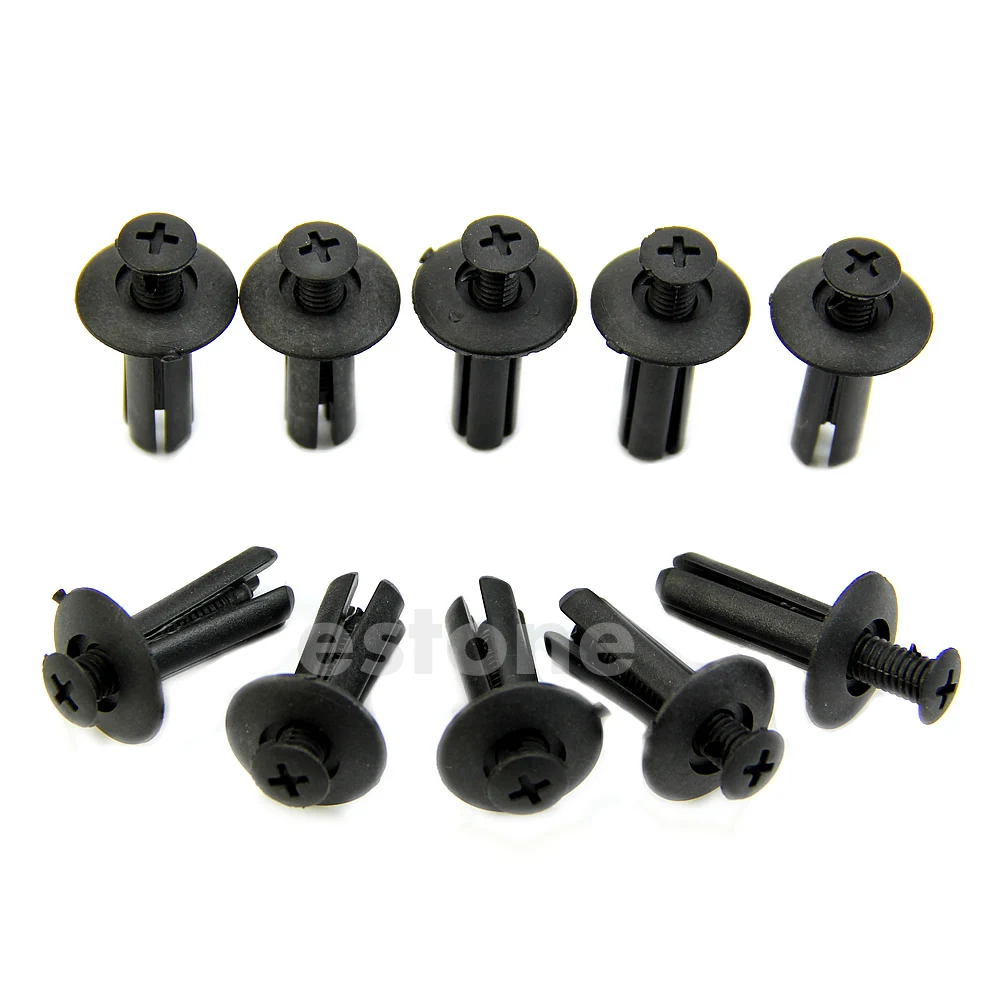 

10pcs Nylon Trim Board Panel Retainer Clips Fasteners Black for toyota MOLE