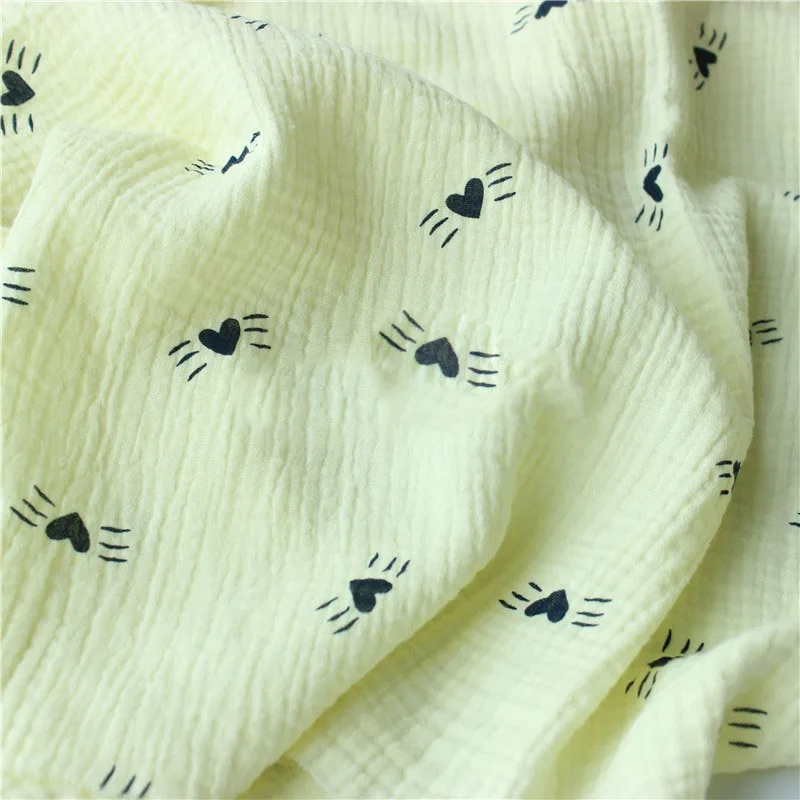 Белый/желтый чистый хлопок креп ткань в форме сердца материал для лоскутного